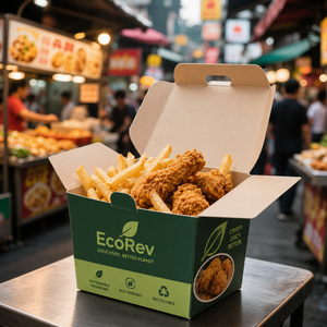 2026 Trending Custom Disposable Biodegradable Eco-Friendly Chicken Fries Paper <b>Box</b> Packaging with Logo Printing and UV Coating - Product Image 4