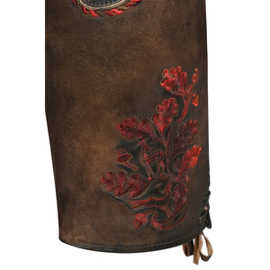 <b>Men's</b> <b>Brown</b> Leather Eco-Friendly Mid Waist Solid Traditional Bavarian <b>Shorts</b> - Product Image 3