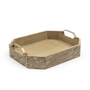 Rustic chic wooden serving <b>tray</b> with <b>warm</b> feel and boho edge ideal for cottage core decor or fall seasonal use - Product Image 1