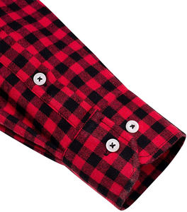 Camisa de Franela a Cuadros Casual Premium para Hombre, Manga Larga, Cuello con Botones, Corte Regular, Algodón Transpirable, Estilo Urbano, Logotipo Personalizado - Product Image 2