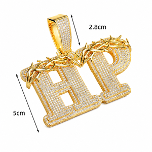 Pendentif Lettre Couronne Personnalisé Sertie de Pierres avec Breloques et Moissanite, Plaqué Rhodium, Argent Sterling 925, Style Hip Hop, Collier Unisexe - Product Image 5