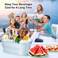 Seau à glace en métal galvanisé, refroidisseur de champagne et de cocktails, grand bac ovale pour refroidir la bière, idéal pour les fêtes à domicile et les fêtes au bord de la piscine