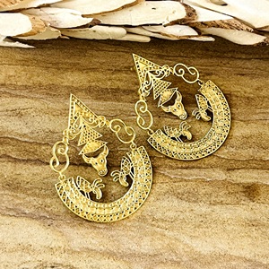 Nuevos Pendientes Boho con Diseño de Toro, Pendientes Tribales de Latón para Mujer, Chapados en Oro de 18k, Joyería de Filigrana con Motivos Animales para Venta al por Mayor/OEM/ODM - Product Image 4