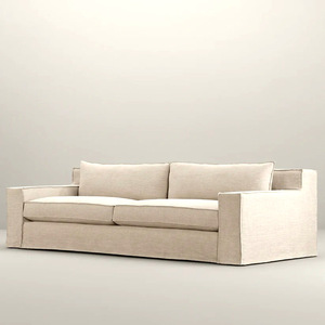 Sofá Moderno de 3 Plazas con Brazos Curvos, Tapizado en Lino Blanco de Lujo, con Espuma de Alta Densidad y Estructura Minimalista - Product Image 3