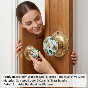 <b>Ceramic</b> Door <b>Knob</b> Round Modern Tropical Design Durable Finish Furniture Handle for Bedroom Bathroom & Living Room - Product Image 2