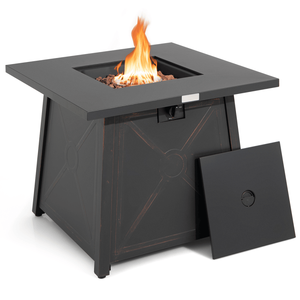 30-Inch Square Propane Gas Fire <b>Table</b> with Waterproof <b>Cover</b> for Outdoor Use - Product Image 3