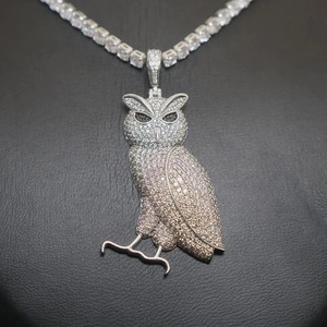 Nouveauté : Pendentif Hibou Personnalisable en Moissanite 925, Argent Sterling 925, Minimaliste, 4-5 carats, Certifié GRA, Plaqué Or Blanc - Product Image 3