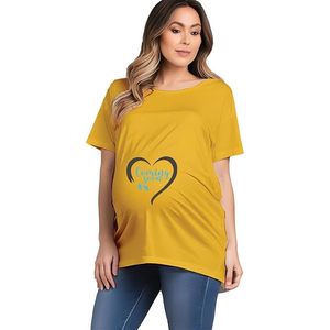 Camiseta de maternidad para mujer con estampado de logotipo de corazón, corte holgado, cuello redondo, manga corta, top informal, color rosa - Product Image 2