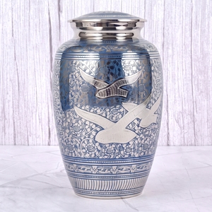 Urne funéraire pour adultes en laiton, motif oiseau rose et argenté, finition polie, pour cendres humaines, urne commémorative funéraire - Product Image 4