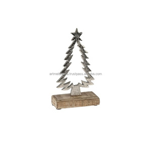 1 arbre de noël en aluminium de haute qualité, ornements avec Base en bois, en métal, Articles pour décoration de noël - Product Image 5