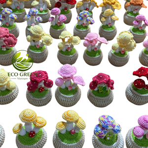 Plantes en pot au crochet faites à la main, fleurs tricotées colorées, mini décoration de bureau, plante artificielle, cadeau pour la maison, le bureau, le mariage, vente en gros - Product Image 1