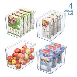 Ensemble de 4 bacs de rangement transparents en plastique pour garde-manger - Product Image 2