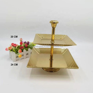 Excellente assiette de service en aluminium de qualité supérieure plateau circulaire en métal à deux niveaux pour l'affichage de fête d'hôtel décoratif - Product Image 4