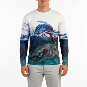 Camisa de Pesca con Protección Solar, Cuello Redondo, Manga Larga, Ropa Deportiva para Hombre, Pesca y Deportes Acuáticos - Product Image 5
