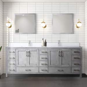 Grey angosciato 84 In. W X 22 In. D doppio bagno vanità con 34 In. Specchietti bianco quarzo Top bagno vanità - Product Image 2