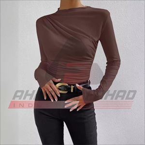Cute <b>Wool</b> O-Neck Spring Summer 2024 Solid Color Slim Fit Shirt <b>Dress</b> Versatile Front Logo <b>Long</b> <b>Sleeve</b> Women's - Product Image 3