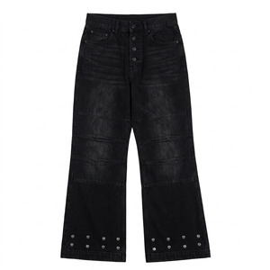 Jeans de Mezclilla Cargo para Hombre, Estilo Desgastado con Detalles de Remaches, Corte Ajustado, Estilo Punk, Cintura Media, para Otoño, a un Precio Razonable y Económico - Product Image 1