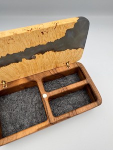 Wooden Jewelry Box With Epoxy <b>Resin</b> Inlay Gray Felt Lined Compartment Storage For Rings And Necklaces With <b>Resin</b> <b>Crafts</b> - Product Image 4