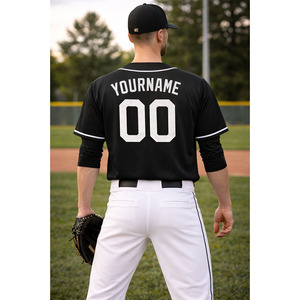 Vêtements de sport personnalisés de haute qualité fabriqués directement en usine, vêtements de sport confortables, maillot de baseball noir uni confortable - Product Image 4