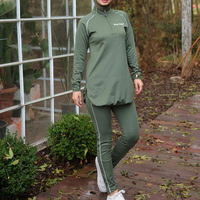 Ensemble de survêtements décontractés à capuche en molleton pour femmes musulmanes, style streetwear, couleur unie, respirant, séchage rapide, léger