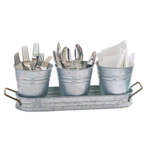 ROYAL HOME COLLECTION Heavy Duty Modern Galvanized Metal Cutlery Holder Dining Table Eco-Friendly <b>Kitchen</b> Silverware Organizer - Product Image 1