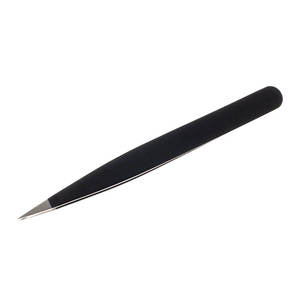 Black Stainless Steel Tweezers Straight Tip Precision Eyelash Eyebrow <b>Hair</b> <b>Removal</b> <b>Tool</b> Custom Logo - Product Image 4