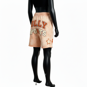 Shorts de Felpa para Mujer con Lavado Ácido, 260 GSM, Tela Suave de Algodón y Poliéster, Estampado Vintage, Logotipo Personalizado - Product Image 5