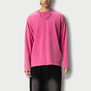 Camisetas de Manga Larga Casuales de Algodón Vintage de Alta Calidad, Personalizadas, con Hombros Caídos, Cuello Redondo, Estilo Urbano - Product Image 1