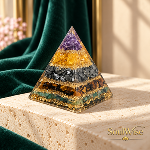 Pyramide d'orgone 7 chakras, pierres précieuses, cristal, sculptée à la main, gravée, décoration Feng Shui pour la maison - Product Image 4