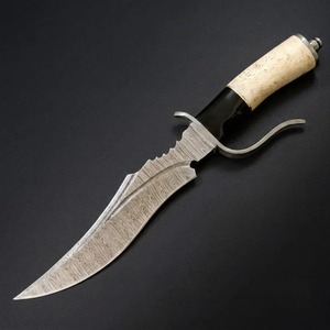 Hunting <b>Knife</b> With Camel <b>Bone</b> <b>Handle</b> And Leather Sheath Drop Point Blade Carbon Steel Industrial Grade - Product Image 1