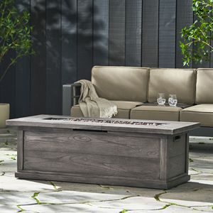 Brasero rectangulaire extérieur en béton MgO de 56 pouces, 50 000 BTU, gris, motif bois, couvercle de réservoir non inclus - Product Image 5