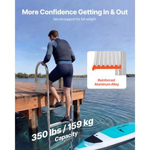 Scaletta a 4 Gradini in Lega di Alluminio Rinforzata con Gradini Larghi Antiscivolo, Capacità di Carico 158 kg, per Accessori e Ricambi per Barche Pontone - Product Image 2