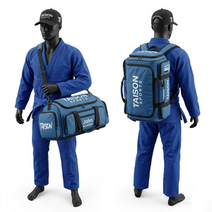 กระเป๋า BJJ TAISON SPORTS 600 GSM Oxford PU สีกากี พร้อมแผงตาข่าย พิมพ์ลายสกรีนตามสั่ง โลโก้ลายนูน กระเป๋าใส่อุปกรณ์กีฬา ขนาด 30-40 ลิตร - Product Image 3