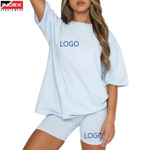 ชุดโยคะผู้หญิงไร้รอยต่อ เสื้อยืดออกกำลังกายและกางเกงขาสั้นเอวสูง ชุดกีฬา 2 ชิ้น ชุดออกกำลังกาย - Product Image 1