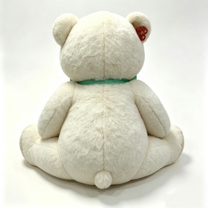 Customized sitting big <b>plush</b> bear with green satin bow,<b>large</b> cream white teddy bear <b>plush</b>,classic white stuffed teddy bear - Product Image 4