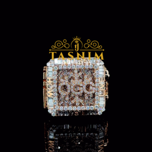Tasnim Luxury Rossand <b>White</b> <b>Gold</b> Plated <b>Ring</b> VVS Moissanite Round Brilliant Cut Proung Setting Unisex Wedding Jewelry - Product Image 1