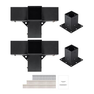 Kit Staffa Angolare Rinforzata a 4 Vie 4FT X 4FT (3.6x3.6) per Lavori in Legno Fai-da-te, Base per Palo per Pergola, Gazebo, Padiglione - Facile Installazione - Product Image 1
