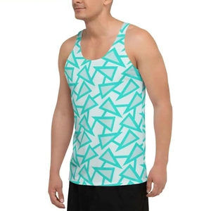 Camiseta sin mangas con estampado geométrico para hombre, de secado rápido, poliéster, deportiva, cuello redondo, para entrenamiento y actividades deportivas. - Product Image 5