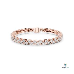 6.20 CT Rose <b>Gold</b> Round Lab Grown Diamond Tennis Bracelet in 18K <b>Solid</b>, 7 Inch Classic Collet Set Linear Link Bracelet for Women - Product Image 1