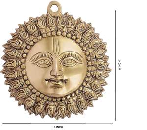 Décoration murale en laiton en forme de soleil, visage de Surya Bhagwat, fait main, pour la maison et le bureau, pour la positivité - Product Image 2