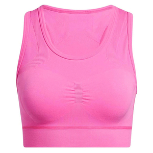 Soutien-gorge de sport pour femme de haute qualité à compression, avec logo frontal, écologique, respirant, soutien moyen, coussinets amovibles, dentelle - Product Image 1