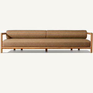 Sofá Moderno de Madera de Teca para Exteriores con Cojines Suaves y Esponjosos, Capacidad para Tres Personas, para Hoteles - Product Image 1