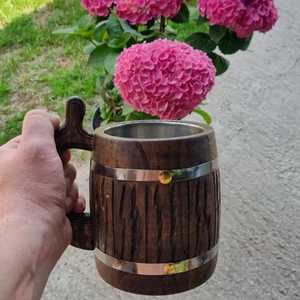 Taza Estilo Barril de Cerveza, Tazas Vikingas de Madera, Regalo de Aniversario, Regalo para Esposo, Regalo para Parejas, Regalos de Navidad - Product Image 2