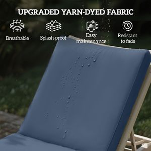 Blue <b>Comfortable</b> Patio Chaise Lounge Chair Cushions with Backrests Ties Outdoor Pillows & Cushions - Product Image 4