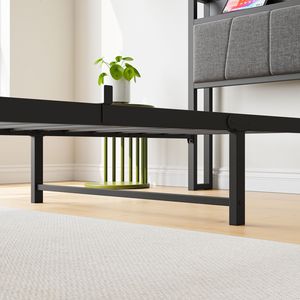 Twin Size <b>Bed</b> Frame with Storage Headboard Up-Holstered & Charging Station Solid & Stable No Box Spring Needed <b>Easy</b> Assembly - Product Image 6