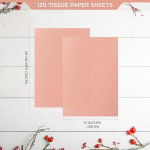 120 Fogli di Carta Velina Oro Rosa 14x20 Pollici, Carta da Regalo e Sacchetti per Confezioni Regalo Natalizie - Product Image 1