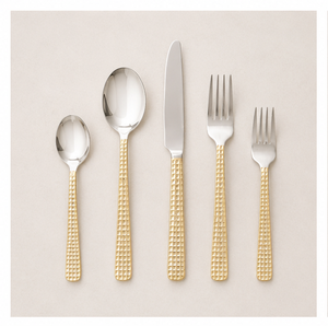 Ensemble de couverts en acier inoxydable plaqué or, écologiques, avec manche à motif damier, poli miroir, pour mariage, fête, hôtel, restaurant - Product Image 5