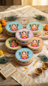 กล่องกลมลายแกเนชาราชินีงานฝีมือขายส่ง กล่องใส่ขนมและผลไม้อบแห้งแบบโลหะรักษ์โลก พร้อมกล่องของขวัญเข้าชุด - Product Image 3