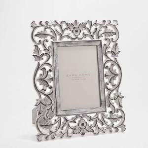 <b>Table</b> Top Decoration Metal Photo Frame Rectangle Ornate Design Silver Finish Horizontal Display Home Livingroom <b>Wedding</b> Gift Use - Product Image 1