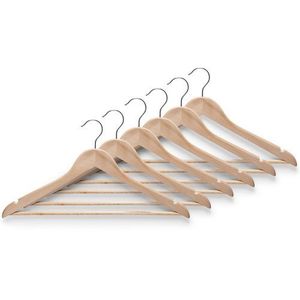 Cintres en bois naturel de haute qualité avec crochet, double niveau sculpté, pour placard, salle de bain, magasin de vêtements - Product Image 1